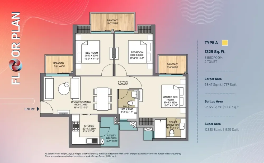 Nirala Trio 3 BHK Residence floor plan