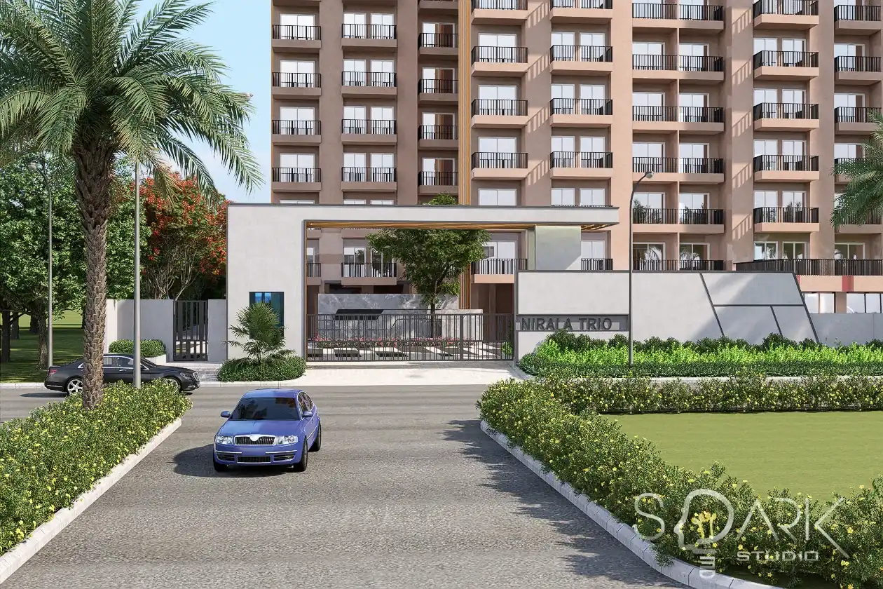 Nirala Trio entrance gate and driveway